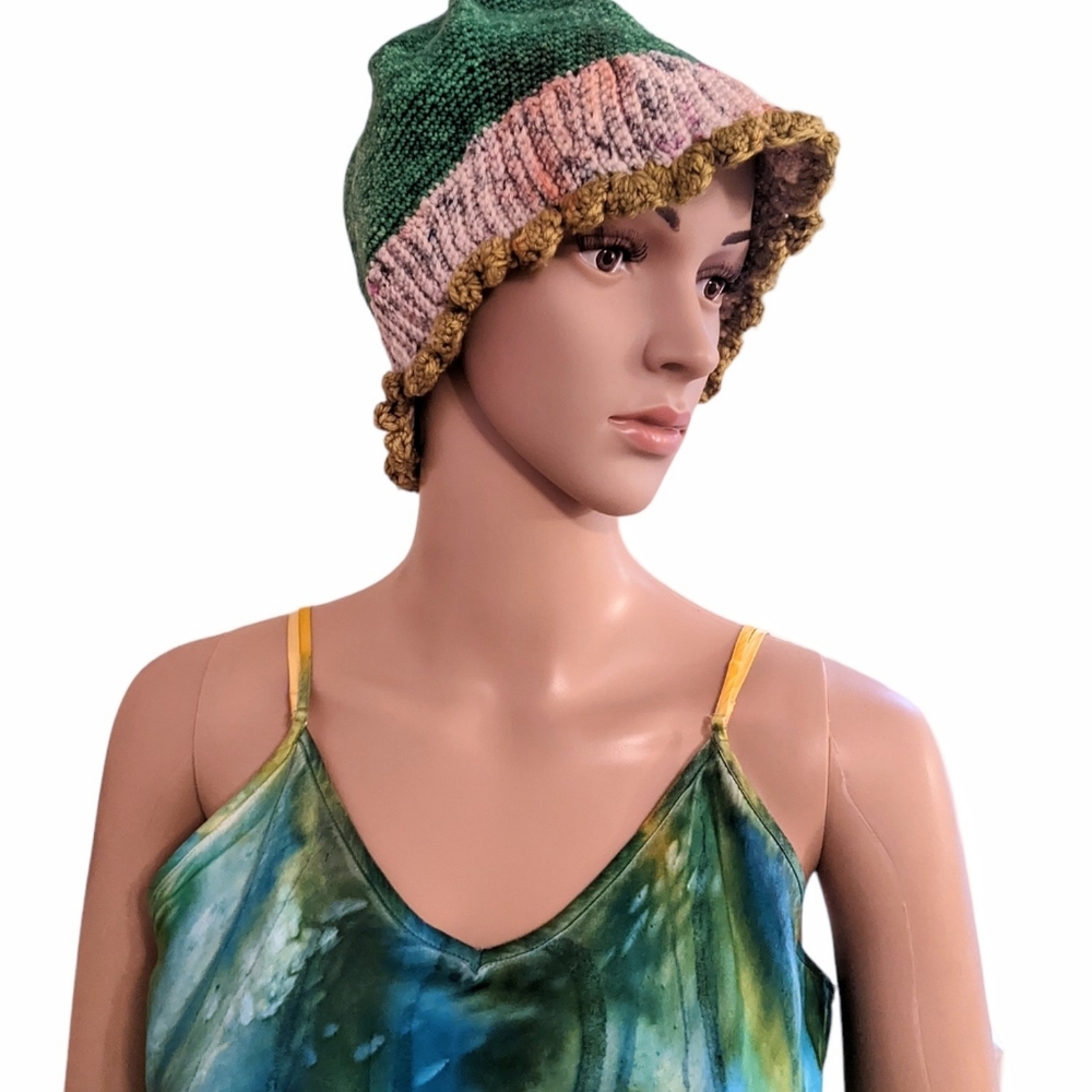 Handpainted Charmeuse satin Dress. Original. One of a kind Art Boho - Picture 13 of 15